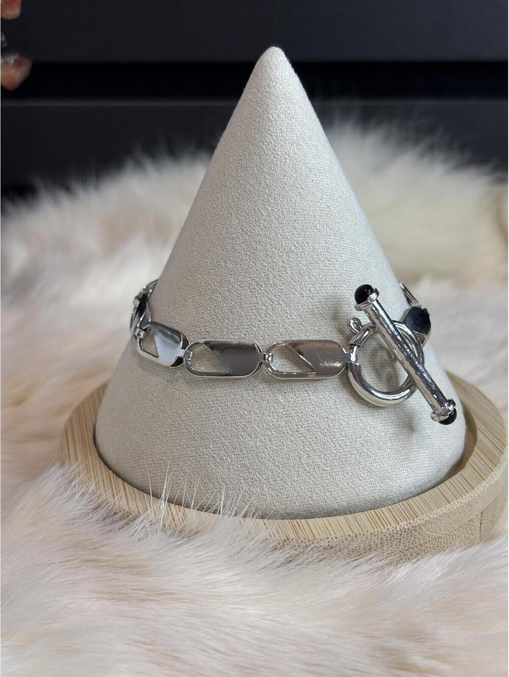 Lauren G Adams Silver Chain Bracelet with Toggle Clasp Size 6.75